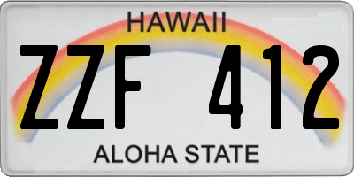 HI license plate ZZF412