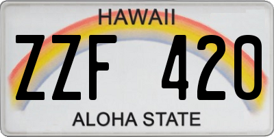 HI license plate ZZF420