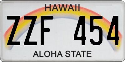HI license plate ZZF454