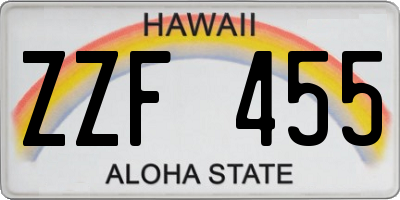 HI license plate ZZF455