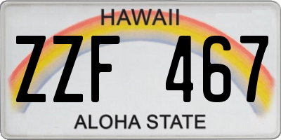 HI license plate ZZF467