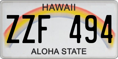 HI license plate ZZF494