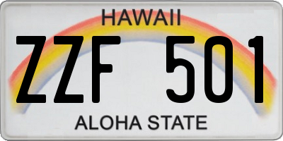 HI license plate ZZF501