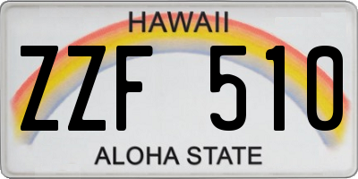 HI license plate ZZF510