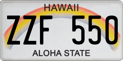 HI license plate ZZF550