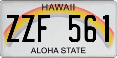 HI license plate ZZF561