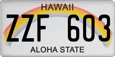 HI license plate ZZF603