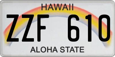 HI license plate ZZF610