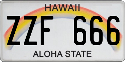 HI license plate ZZF666