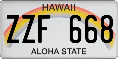 HI license plate ZZF668