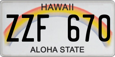 HI license plate ZZF670