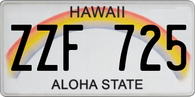 HI license plate ZZF725
