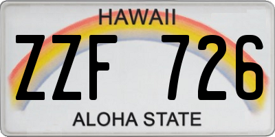 HI license plate ZZF726