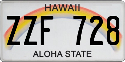 HI license plate ZZF728
