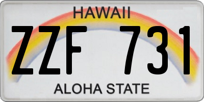 HI license plate ZZF731