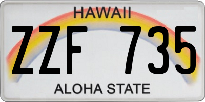 HI license plate ZZF735