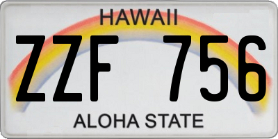 HI license plate ZZF756
