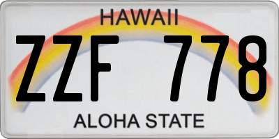 HI license plate ZZF778