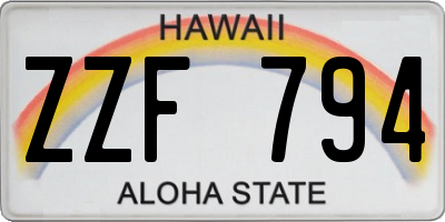 HI license plate ZZF794