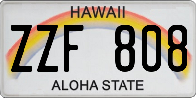 HI license plate ZZF808