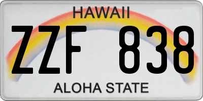 HI license plate ZZF838
