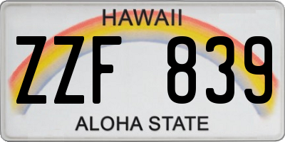 HI license plate ZZF839