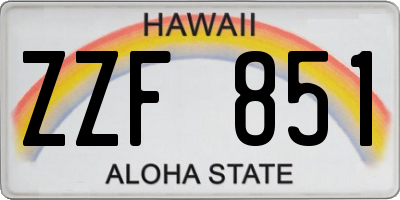 HI license plate ZZF851