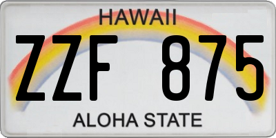 HI license plate ZZF875