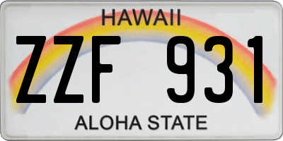 HI license plate ZZF931