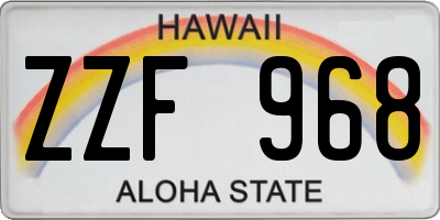 HI license plate ZZF968