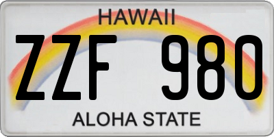 HI license plate ZZF980