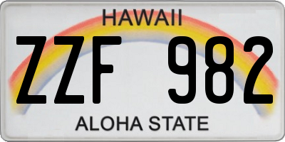 HI license plate ZZF982