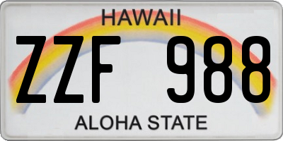 HI license plate ZZF988