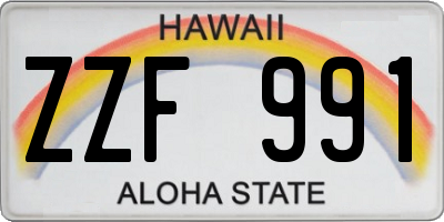 HI license plate ZZF991