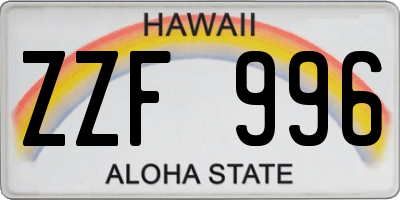 HI license plate ZZF996