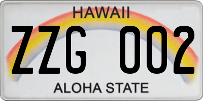HI license plate ZZG002