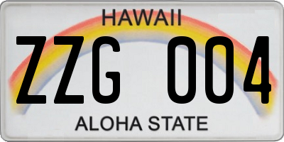HI license plate ZZG004