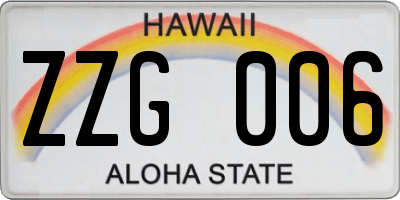 HI license plate ZZG006