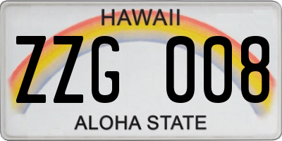 HI license plate ZZG008