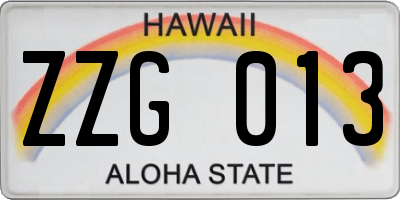 HI license plate ZZG013