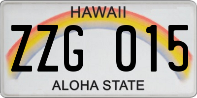 HI license plate ZZG015