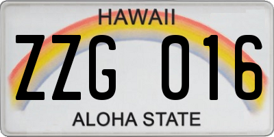 HI license plate ZZG016