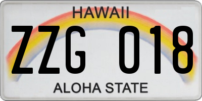 HI license plate ZZG018