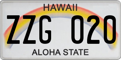HI license plate ZZG020
