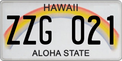 HI license plate ZZG021