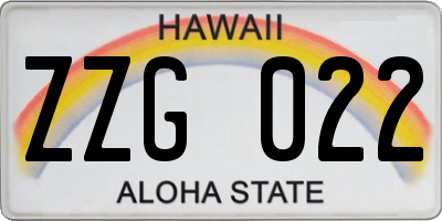 HI license plate ZZG022
