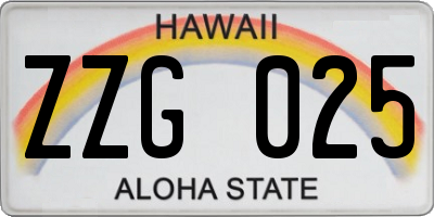 HI license plate ZZG025