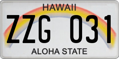 HI license plate ZZG031