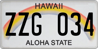 HI license plate ZZG034