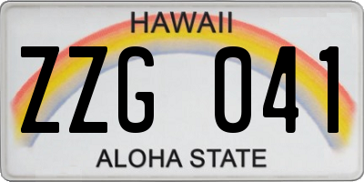 HI license plate ZZG041